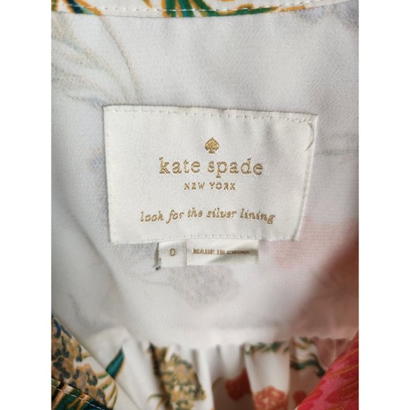 Kate Spade Women's Sz. 0 Floral Blossom Fluid Tiered Collared Shirt Dress - Picture 2 of 7